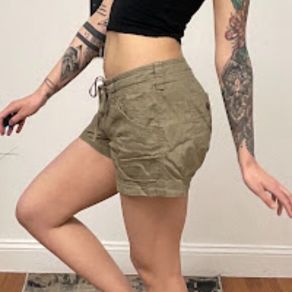 Patagonia Button Fly Linen Chino Shorts Drawstring Waist Size 6 Olive Green - Picture 7 of 12